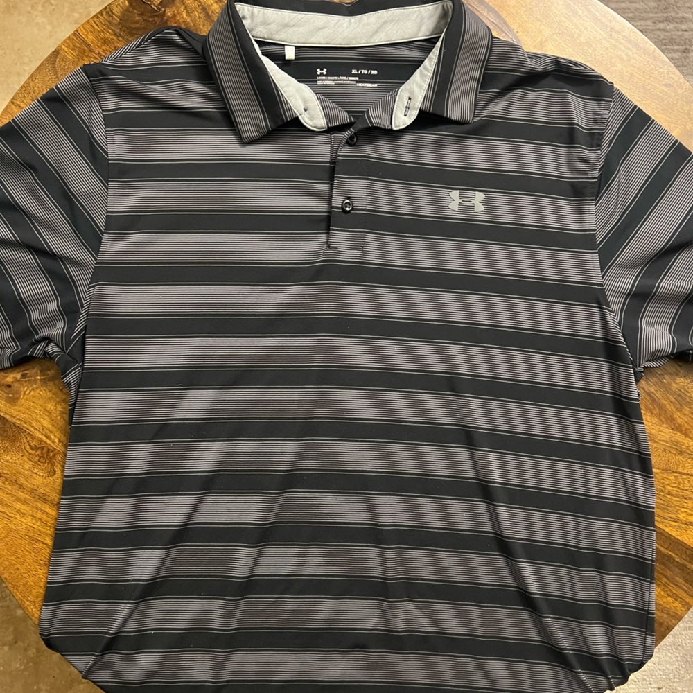 Under Armour Men's Charcoal and Black Polo Shirt
